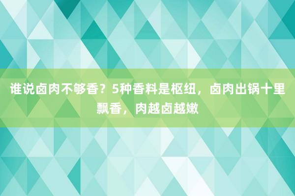 誰說(shuō)鹵肉不(bù)夠香？5種香料是(shì)樞紐，鹵肉出鍋十裡(lǐ)飄香，肉越鹵越嫩