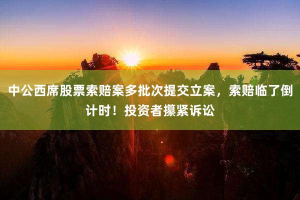 中公西(xī)席股票(piào)索賠案多(duō)批次提交立案，索賠臨了(le)倒計(jì)時(shí)！投資者攥緊訴訟