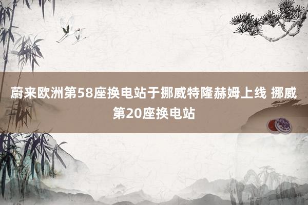 蔚來(lái)歐洲第58座換電(diàn)站(zhàn)于挪威特隆赫姆上(shàng)線 挪威第20座換電(diàn)站(zhàn)